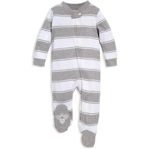 Burt’s Bees Baby Boys’ Organic Cotton, Sleep and Play Footed Pajamas(Heather Grey Stripes)