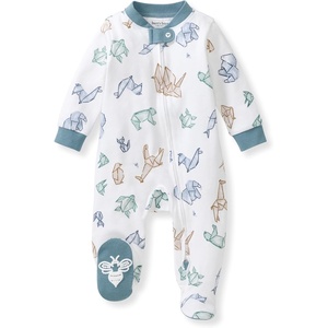 Burt’s Bees Baby Boys’ Organic Cotton, Sleep and Play Footed Pajamas(Origami Animals)