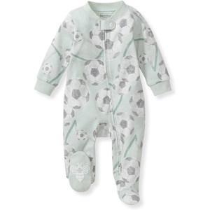 Burt’s Bees Baby Boys’ Organic Cotton, Sleep and Play Footed Pajamas(Soccer Goal)