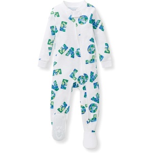 Burt’s Bees Baby Boys Organic Cotton, Snug Fit Footed Sleeper Pajamas(Earth Love)