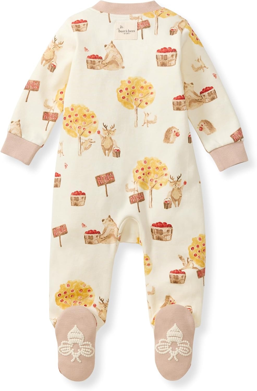 image:imageBurts Bees Baby Boys Organic Cotton Sleep and Play Footed Pajamas Easy zip front PJs feature a 2way zipper to ensure newborns have a restful nights sleepApple Season