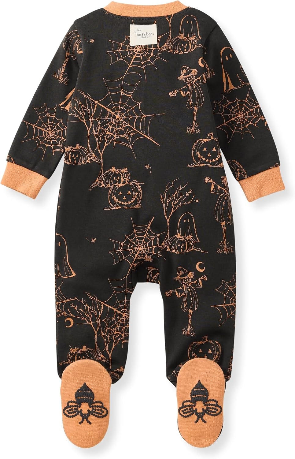 image:imageBurts Bees Baby Boys Organic Cotton Sleep and Play Footed Pajamas Easy zip front PJs feature a 2way zipper to ensure newborns have a restful nights sleepHaunty Halloween