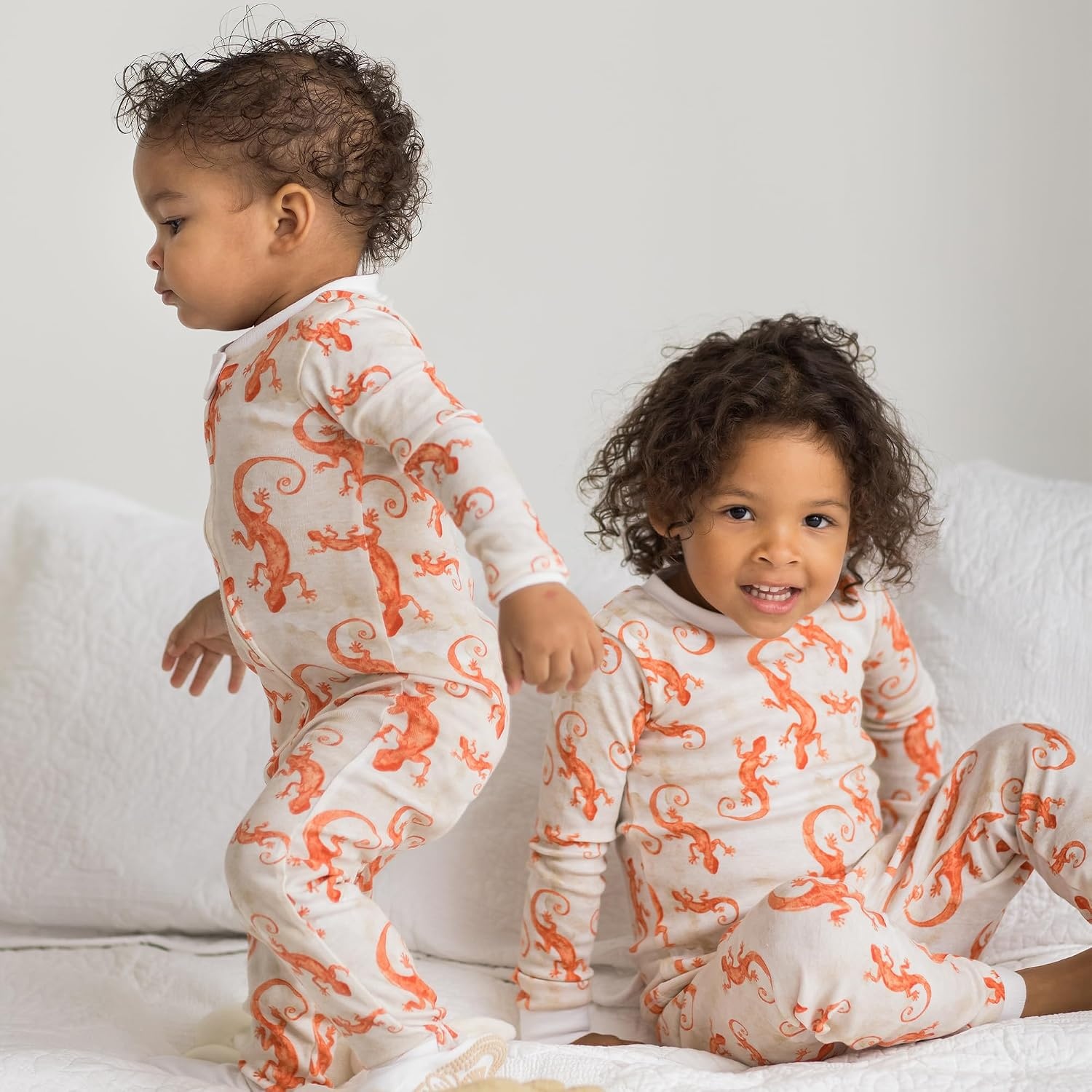 image:imageBurts Bees Baby Organic Cotton Pajamas for Boys Toddler PJ Set 2PC Soft cozy snug fitting pajamas feature stretchy ribbed cuffs and hand painted prints to make bedtime a breezeWatercolor Gecko