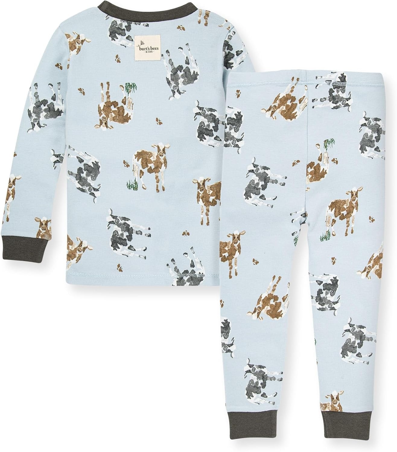 image:imageBurts Bees Baby Organic Cotton Pajamas for Boys Toddler PJ Set 2PC Soft cozy snug fitting pajamas feature stretchy ribbed cuffs and hand painted prints to make bedtime a breezeMr Moo