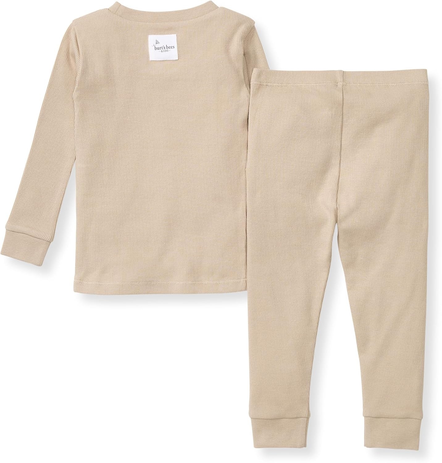 image:imageBurts Bees Baby Organic Cotton Pajamas for Boys Toddler PJ Set 2PC Soft cozy snug fitting pajamas feature stretchy ribbed cuffs and hand painted prints to make bedtime a breezeNeutral Solid Rib