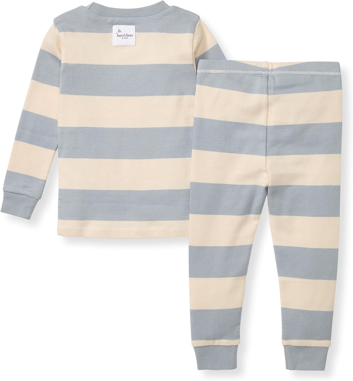 image:imageBurts Bees Baby Organic Cotton Pajamas for Boys Toddler PJ Set 2PC Soft cozy snug fitting pajamas feature stretchy ribbed cuffs and hand painted prints to make bedtime a breezeBlue Rugby Stripe