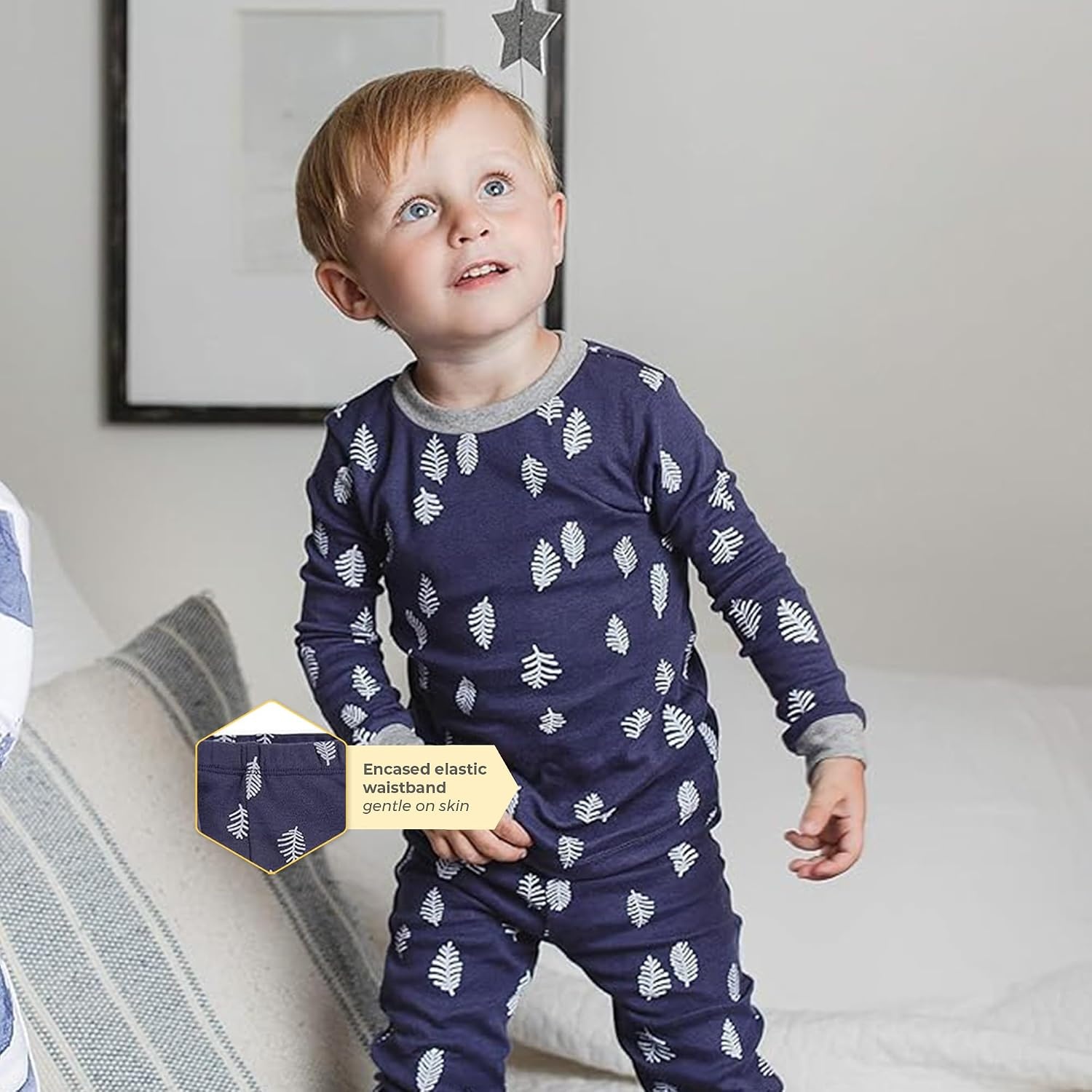 image:imageBurts Bees Baby Organic Cotton Pajamas for Boys Toddler PJ Set 2PC Soft cozy snug fitting pajamas feature stretchy ribbed cuffs and hand painted prints to make bedtime a breezeIn the Pines