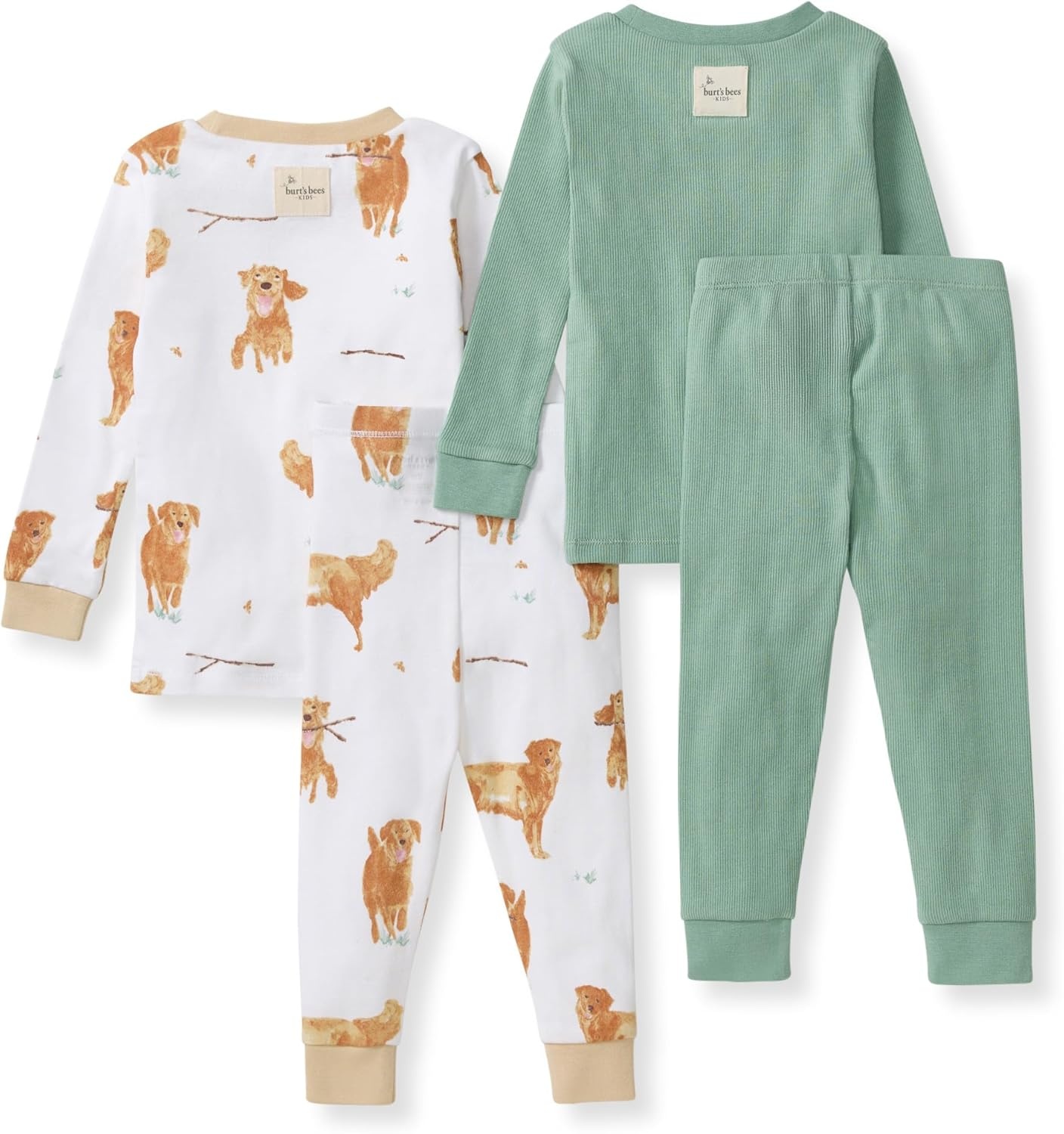 image:imageBurts Bees Baby Organic Cotton Pajamas for Boys Toddler PJ Set 2PC Soft cozy snug fitting pajamas feature stretchy ribbed cuffs and hand painted prints to make bedtime a breezeGolden Retriever