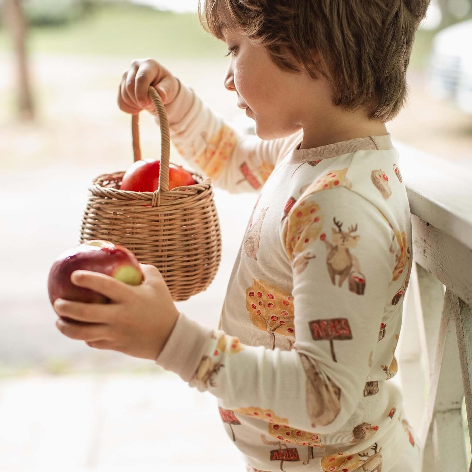 image:imageBurts Bees Baby Organic Cotton Pajamas for Boys Toddler PJ Set 2PC Soft cozy snug fitting pajamas feature stretchy ribbed cuffs and hand painted prints to make bedtime a breezeApple Season