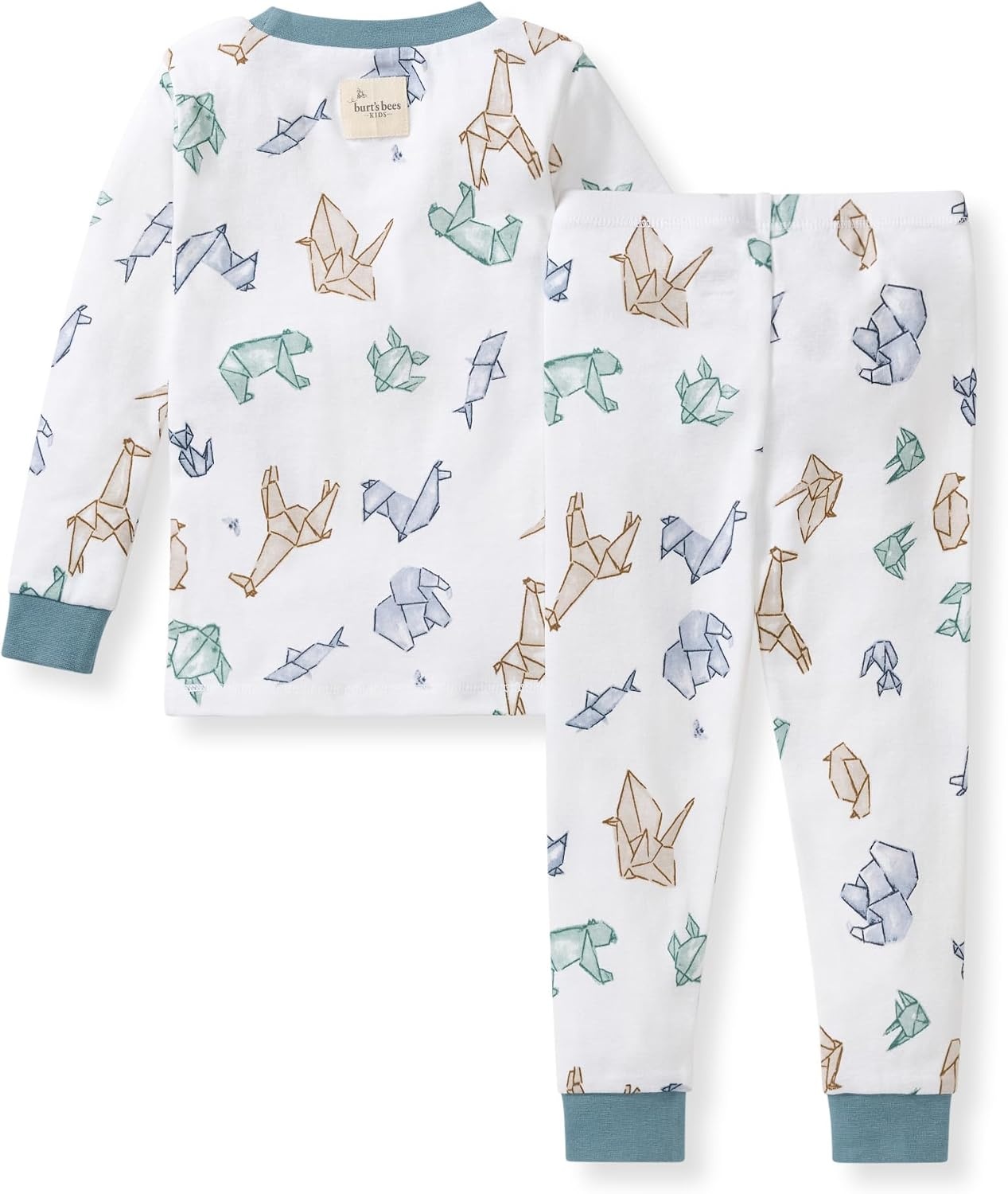 image:imageBurts Bees Baby Organic Cotton Pajamas for Boys Toddler PJ Set 2PC Soft cozy snug fitting pajamas feature stretchy ribbed cuffs and hand painted prints to make bedtime a breezeOrigami Animals