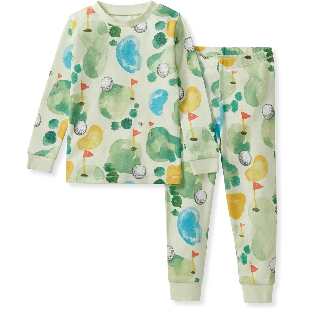 image:imageBurts Bees Baby Organic Cotton Pajamas for Boys Toddler PJ Set 2PC Soft cozy snug fitting pajamas feature stretchy ribbed cuffs and hand painted prints to make bedtime a breezeThe Green
