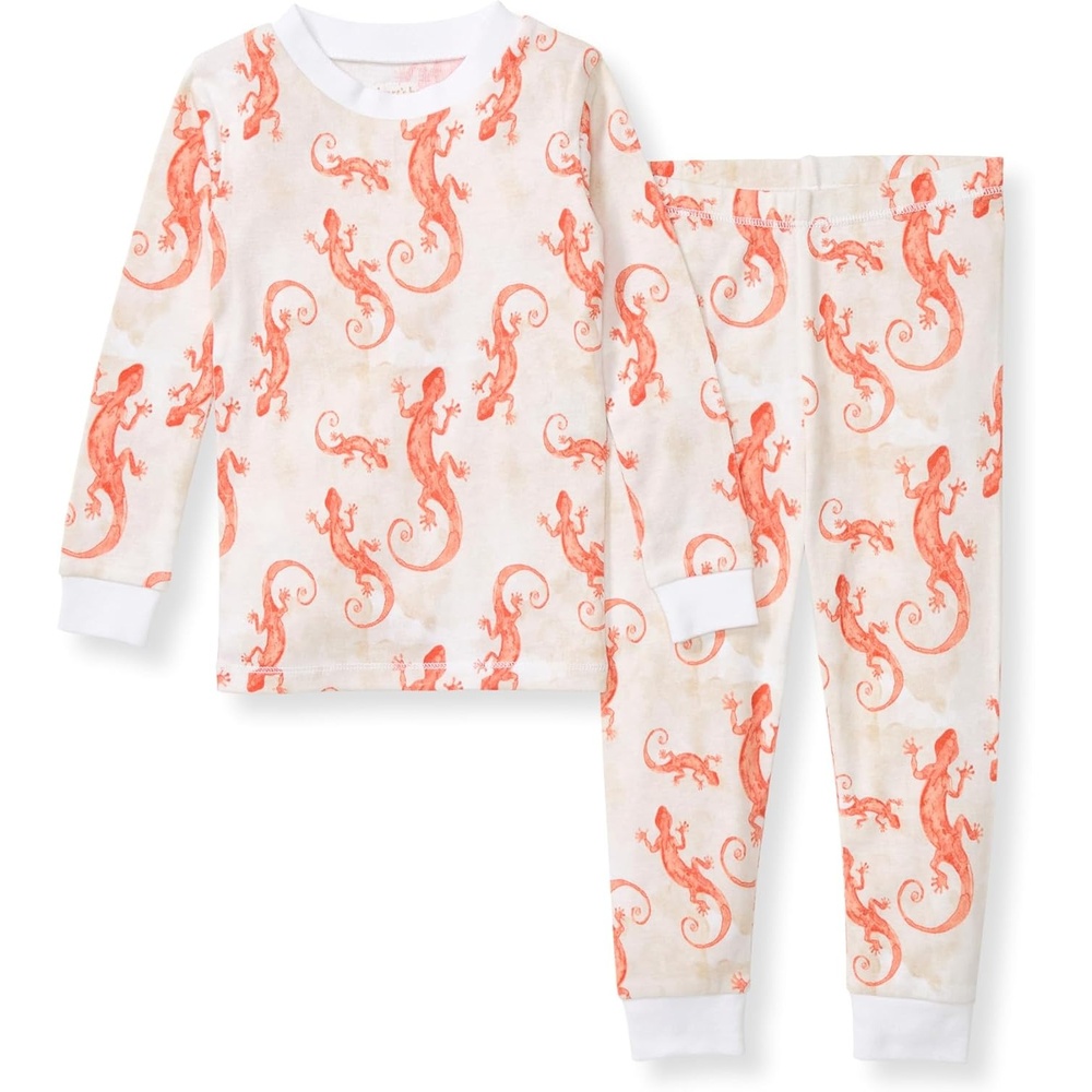 image:imageBurts Bees Baby Organic Cotton Pajamas for Boys Toddler PJ Set 2PC Soft cozy snug fitting pajamas feature stretchy ribbed cuffs and hand painted prints to make bedtime a breezeWatercolor Gecko