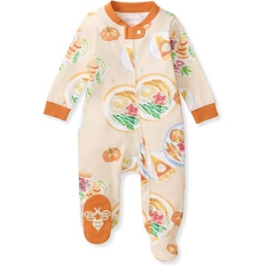 Burt’s Bees Baby Boys’ Organic Cotton, Sleep and Play Footed Pajamas | Easy zip front PJs feature a 2-way zipper to ensure newborns have a restful nights sleep(Thanksgiving Table 1-pack)