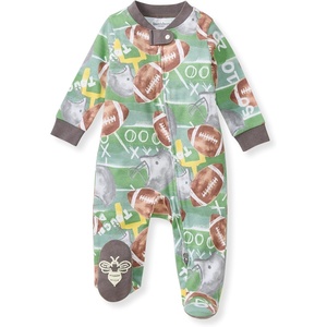 Burt’s Bees Baby Boys’ Organic Cotton, Sleep and Play Footed Pajamas | Easy zip front PJs feature a 2-way zipper to ensure newborns have a restful nights sleep(Touchdown)
