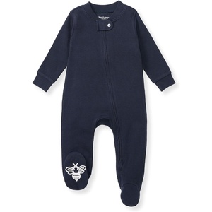 Burt’s Bees Baby Boys’ Organic Cotton, Sleep and Play Footed Pajamas | Easy zip front PJs feature a 2-way zipper to ensure newborns have a restful nights sleep(Midnight Solid Rib)