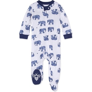 Burt’s Bees Baby Boys’ Organic Cotton, Sleep and Play Footed Pajamas | Easy zip front PJs feature a 2-way zipper to ensure newborns have a restful nights sleep(Wandering Elephants)