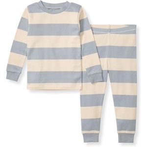 Burt’s Bees Baby Organic Cotton Pajamas for Boys, Toddler PJ Set, 2-PC | Soft, cozy, snug fitting pajamas feature stretchy ribbed cuffs and hand painted prints to make bedtime a breeze(Blue Rugby Stripe)