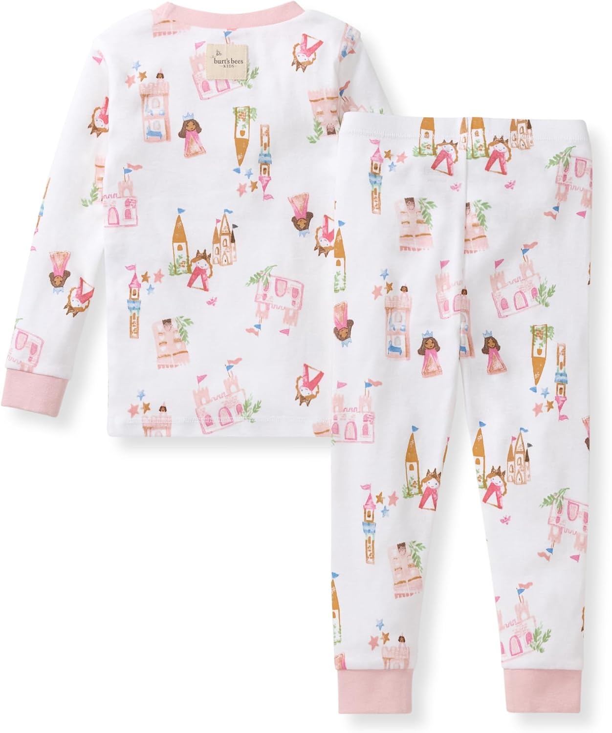 image:imageBurts Bees Baby Girls Organic Cotton Pajamas Toddler PJ Set 2PC Soft cozy snug fitting pajamas feature stretchy ribbed cuffs and hand painted prints to make bedtime a breezeFairytale Castle