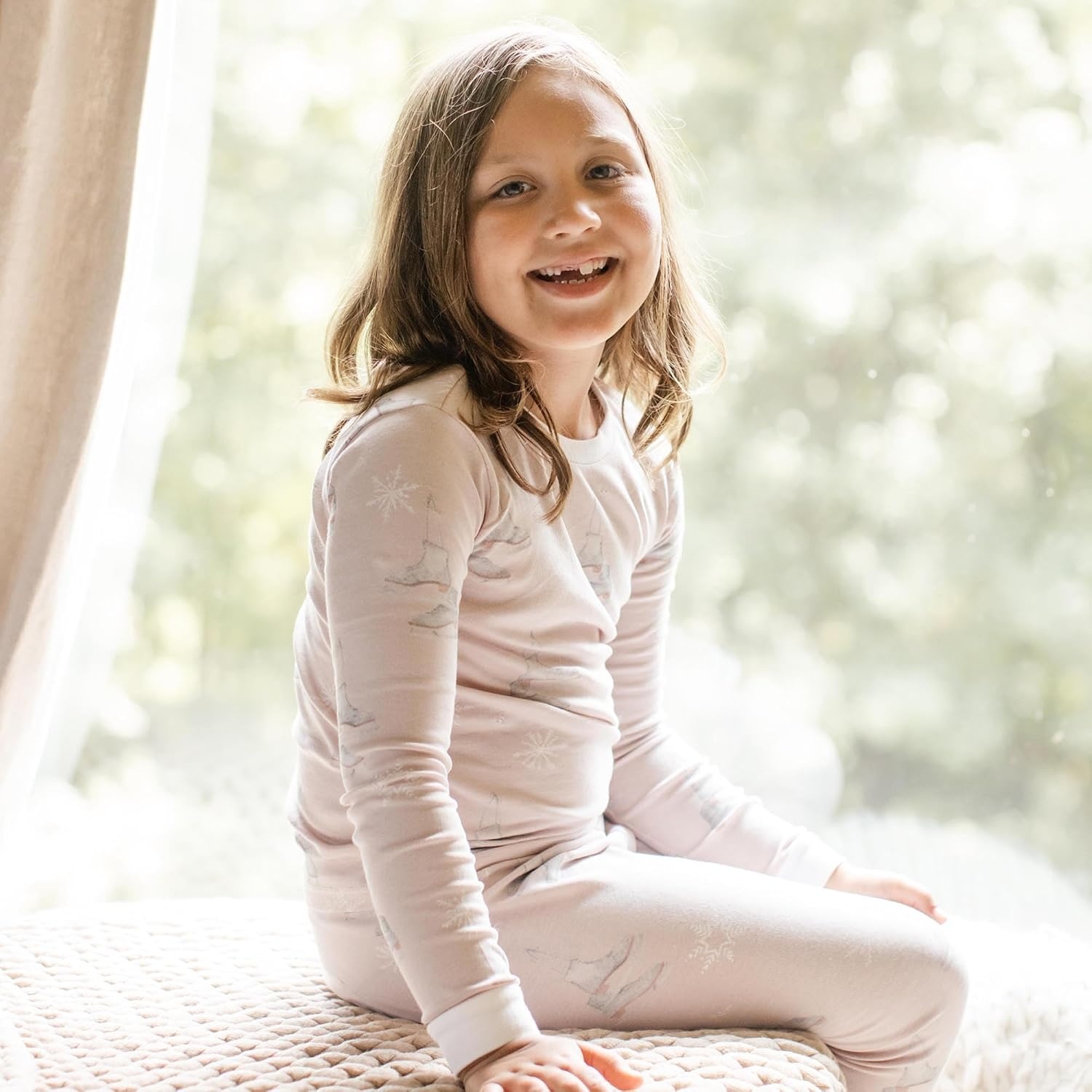 image:imageBurts Bees Baby Girls Organic Cotton Pajamas Toddler PJ Set 2PC Soft cozy snug fitting pajamas feature stretchy ribbed cuffs and hand painted prints to make bedtime a breezeIce Skates