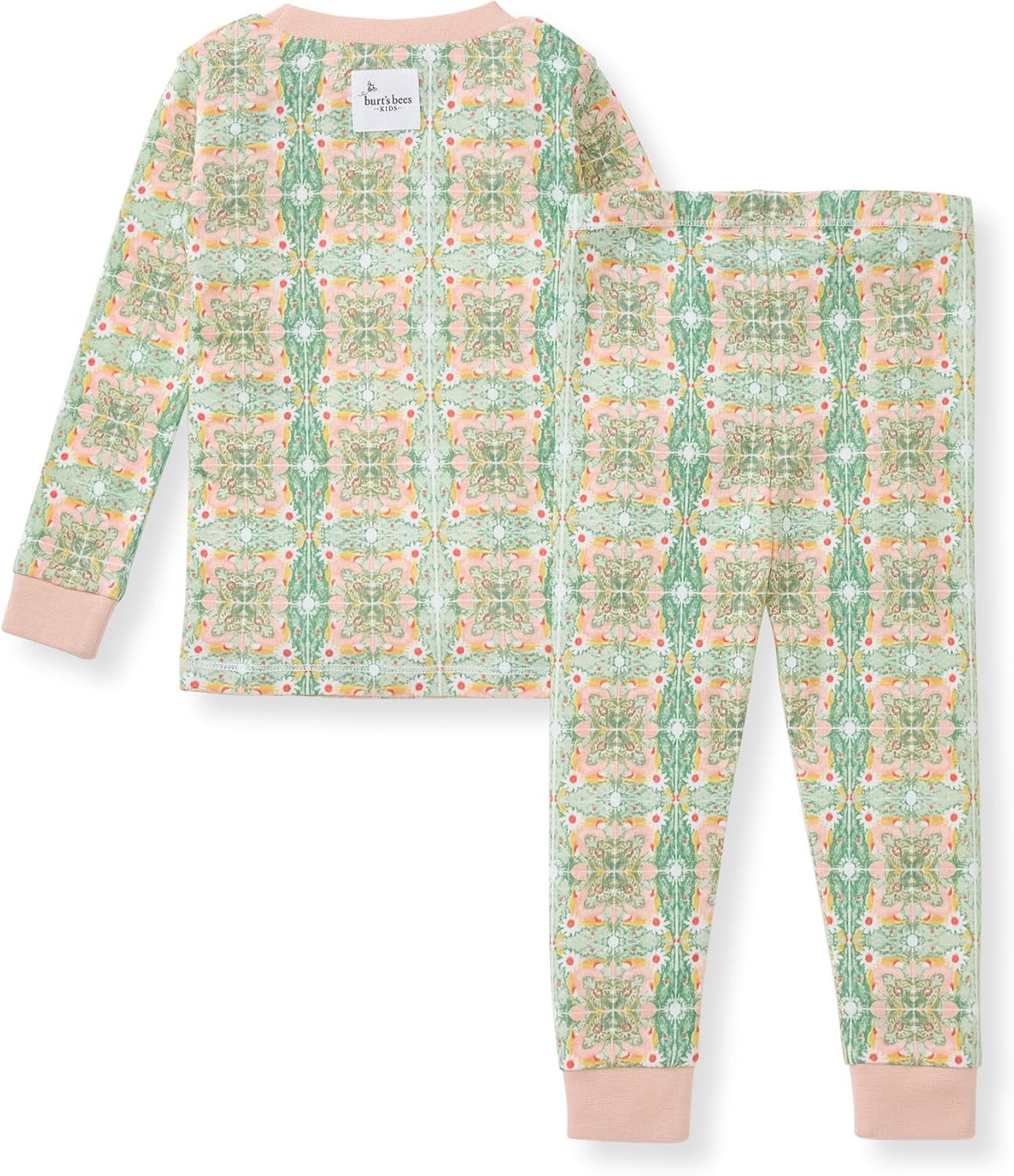 image:imageBurts Bees Baby Girls Organic Cotton Pajamas Toddler PJ Set 2PC Soft cozy snug fitting pajamas feature stretchy ribbed cuffs and hand painted prints to make bedtime a breezeFloral Tile