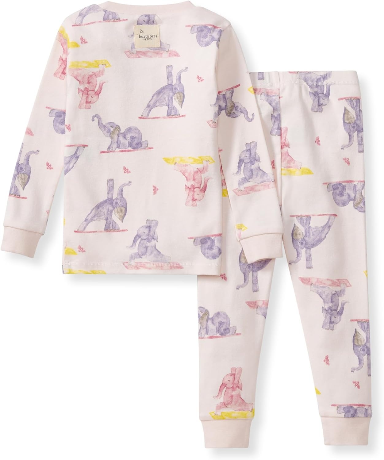 image:imageBurts Bees Baby Girls Organic Cotton Pajamas Toddler PJ Set 2PC Soft cozy snug fitting pajamas feature stretchy ribbed cuffs and hand painted prints to make bedtime a breezeYogi Elephants