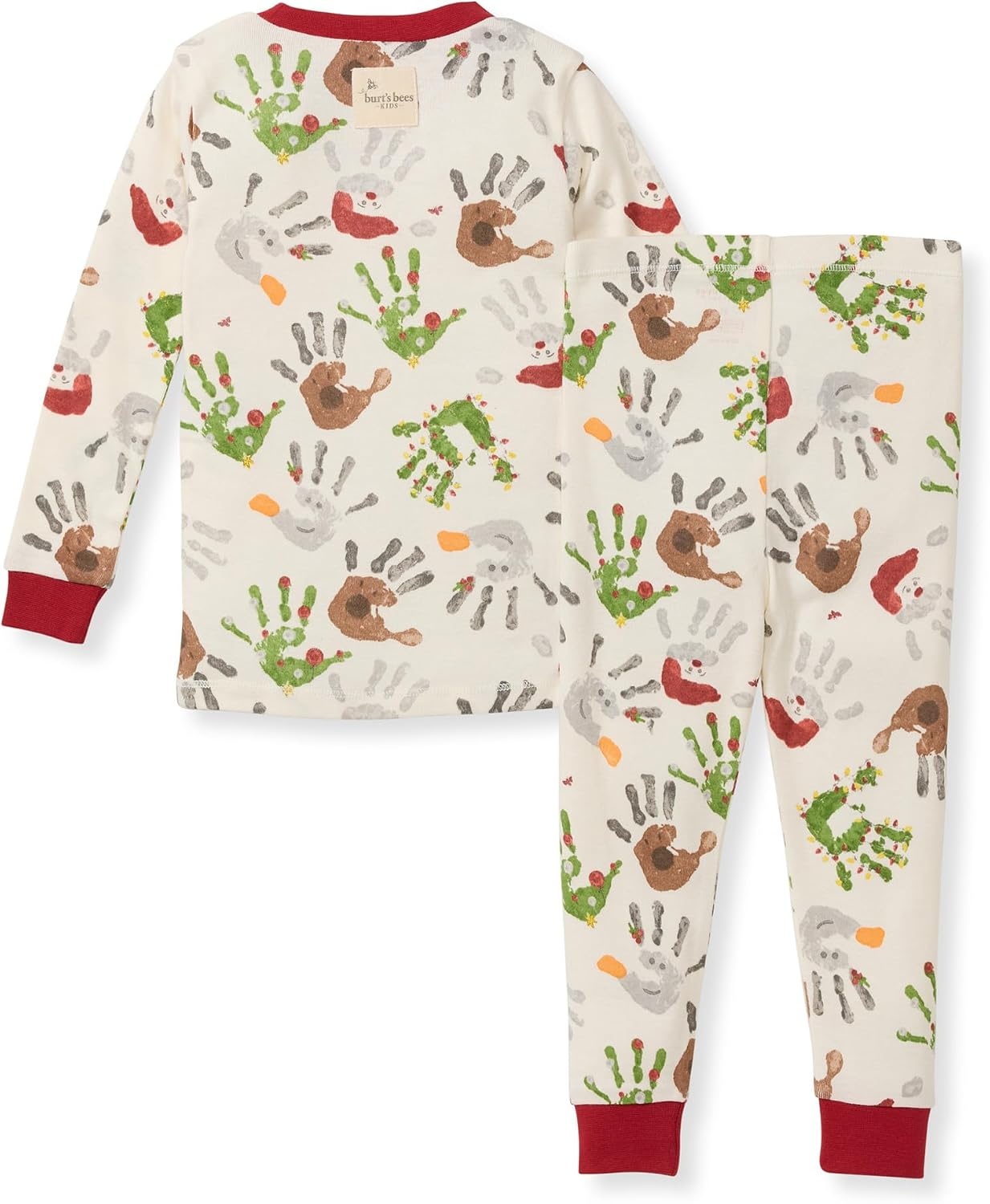 image:imageBurts Bees Baby Girls Organic Cotton Pajamas Toddler PJ Set 2PC Soft cozy snug fitting pajamas feature stretchy ribbed cuffs and hand painted prints to make bedtime a breezeHoliday Hands