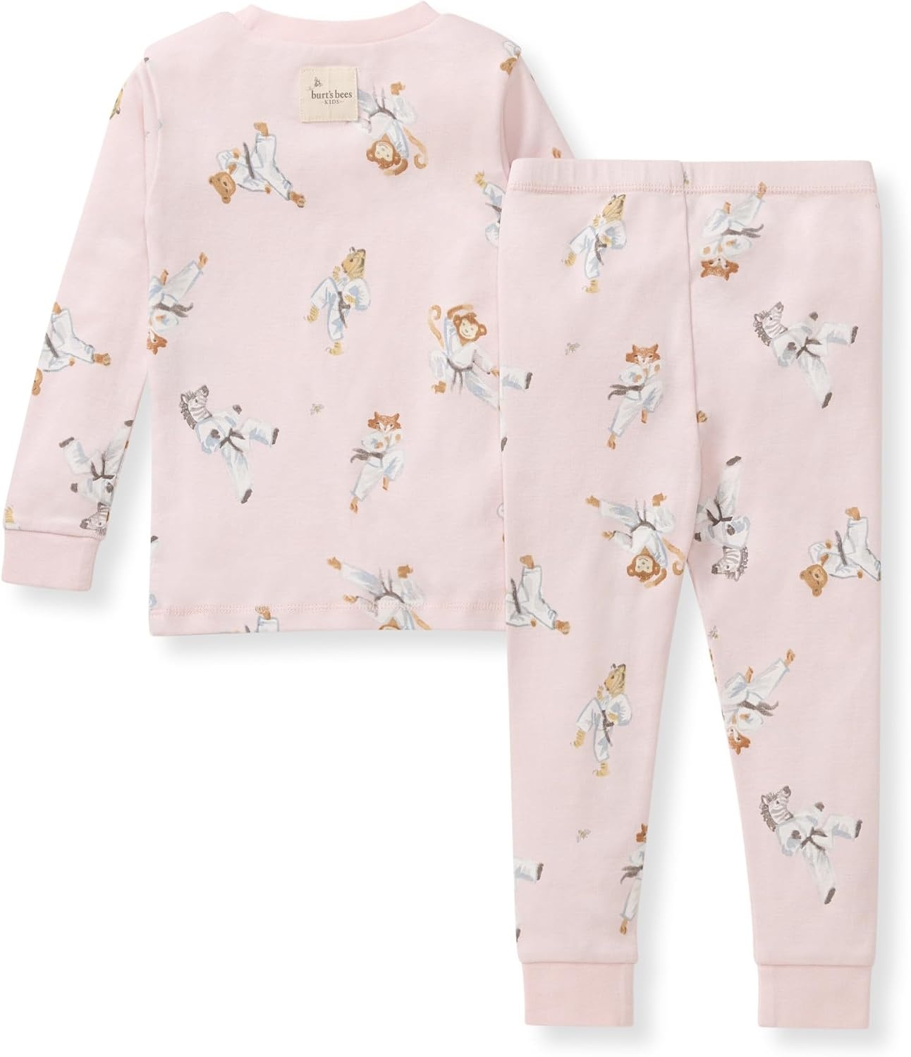 image:imageBurts Bees Baby Girls Organic Cotton Pajamas Toddler PJ Set 2PC Soft cozy snug fitting pajamas feature stretchy ribbed cuffs and hand painted prints to make bedtime a breezeKarate Creatures