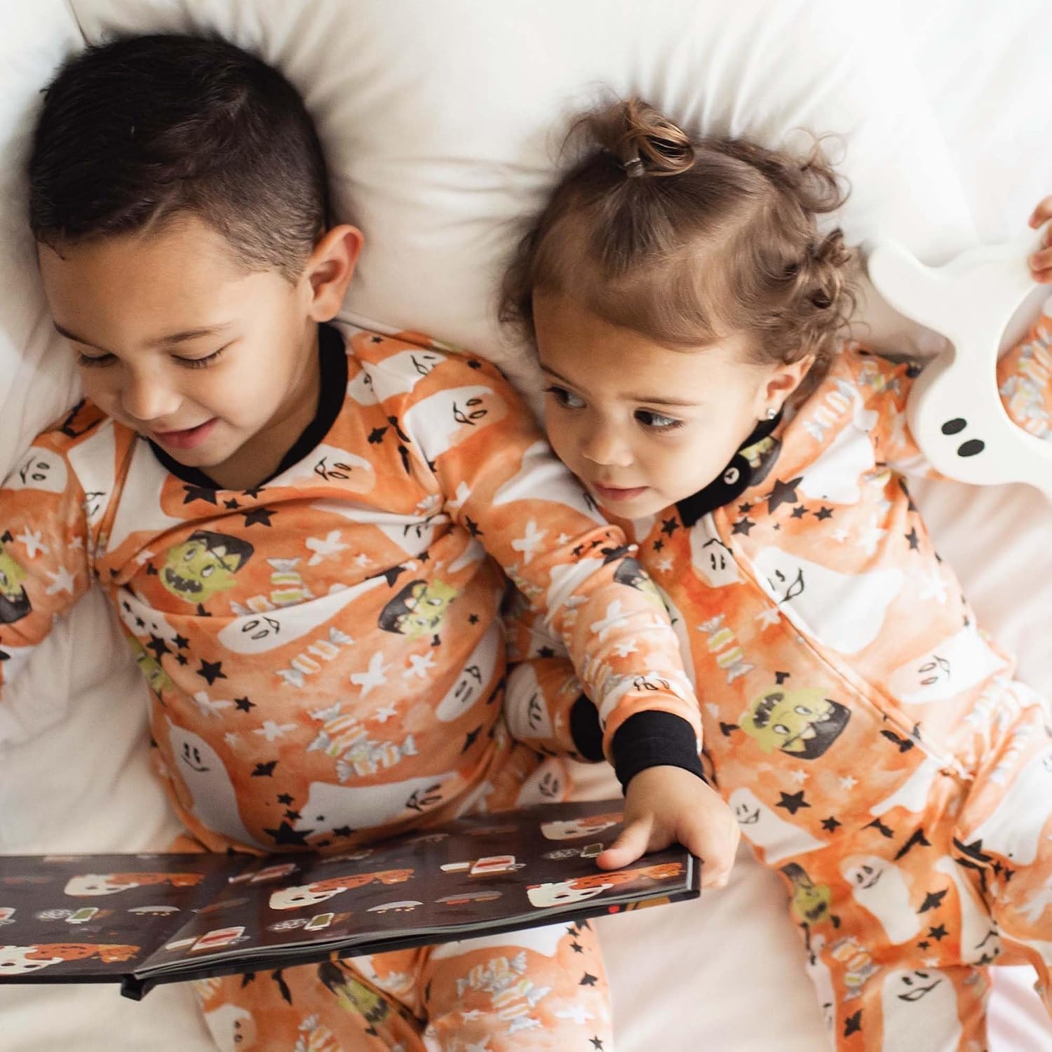 image:imageBurts Bees Baby Girls Organic Cotton Pajamas Toddler PJ Set 2PC Soft cozy snug fitting pajamas feature stretchy ribbed cuffs and hand painted prints to make bedtime a breezeStarry Ghost