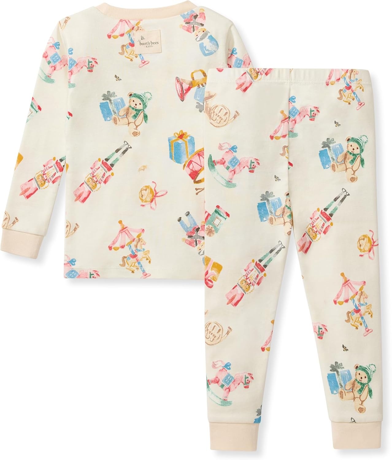 image:imageBurts Bees Baby Organic Cotton Pajamas for Boys Toddler PJ Set 2PC Soft cozy snug fitting pajamas feature stretchy ribbed cuffs and hand painted prints to make bedtime a breezeTrinkets Toys 1pack