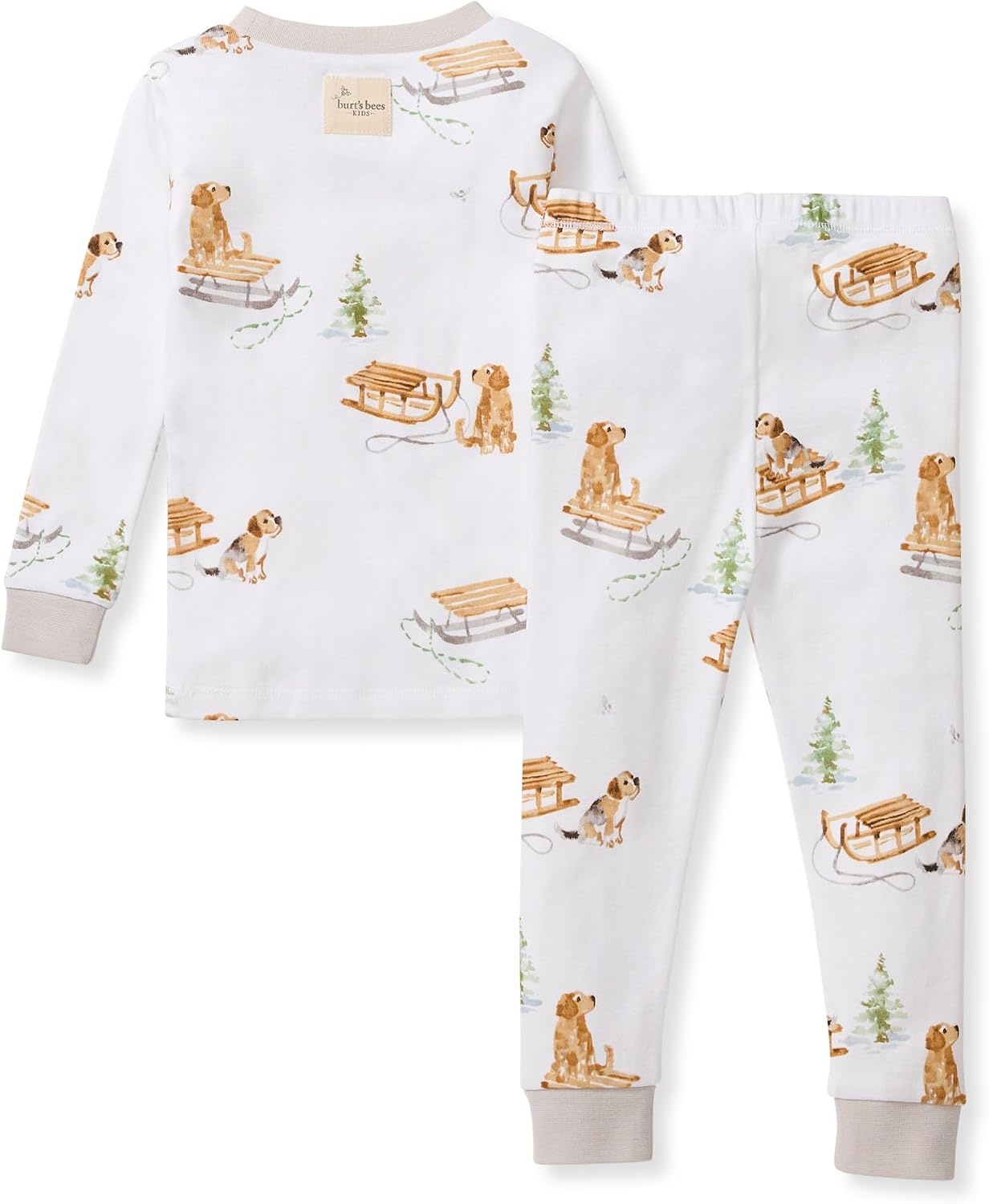 image:imageBurts Bees Baby Organic Cotton Pajamas for Boys Toddler PJ Set 2PC Soft cozy snug fitting pajamas feature stretchy ribbed cuffs and hand painted prints to make bedtime a breezeSnow Pups 1pack