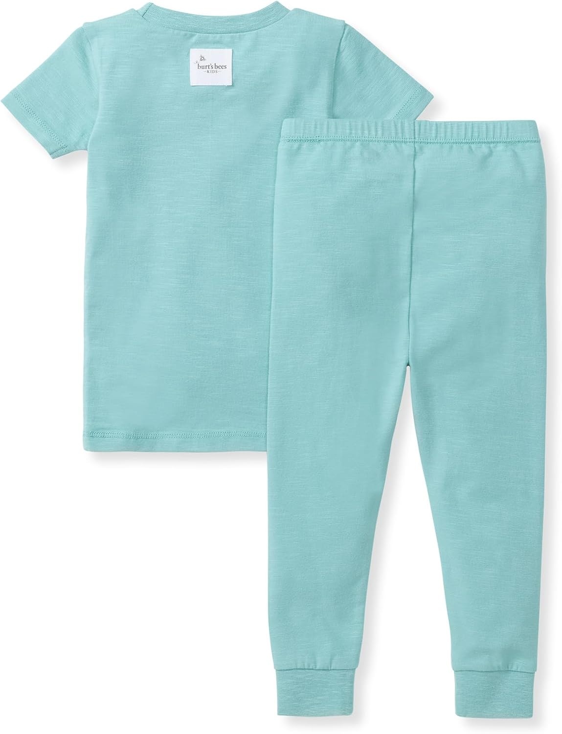 image:imageBurts Bees Baby Unisex Honeysoft 2PC Pajamas Jersey Slub Short Sleeve Tee and Pant Pj Set Organic Cotton amp Lyocell BlendSeaglass Blue