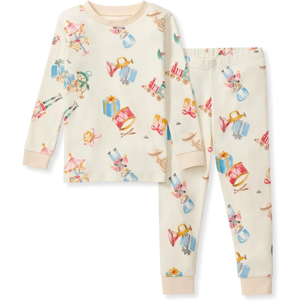 image:imageBurts Bees Baby Organic Cotton Pajamas for Boys Toddler PJ Set 2PC  Soft cozy snug fitting pajamas feature stretchy ribbed cuffs and hand painted prints to make bedtime a breezeTrinkets  Toys 1pack