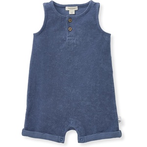 Burt’s Bees Baby Baby Boys’ Sleeveless Rompers, 100% Organic Cotton One-piece Coverall and Layette Set(Blue Terry)