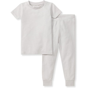 Burt’s Bees Baby Unisex Honeysoft 2-PC Pajamas, Jersey Slub Short Sleeve Tee and Pant Pj Set– Organic Cotton & Lyocell Blend(Feather)