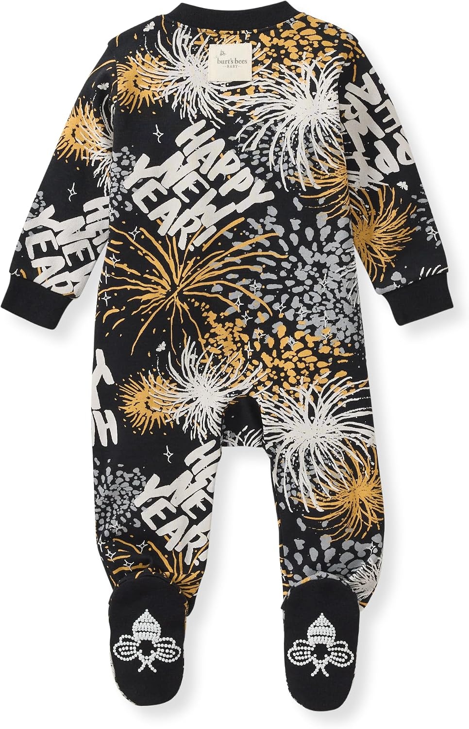 image:imageBurts Bees Baby Boys Organic Cotton Sleep and Play Footed Pajamas Easy zip front PJs feature a 2way zipper to ensure newborns have a restful nights sleepHappy New Year