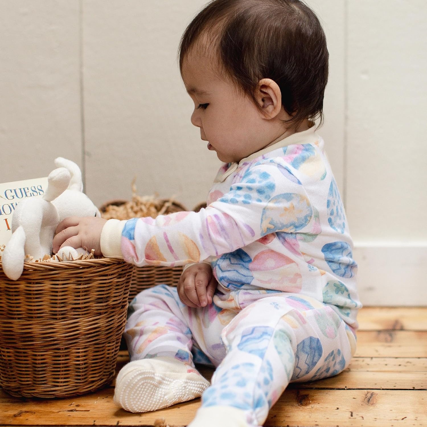 image:imageBurts Bees Baby Girls Organic Cotton Sleep and Play Footed Pajamas Easy zip front PJs feature a 2way zipper to ensure newborns have a restful nights sleepEaster Eggs