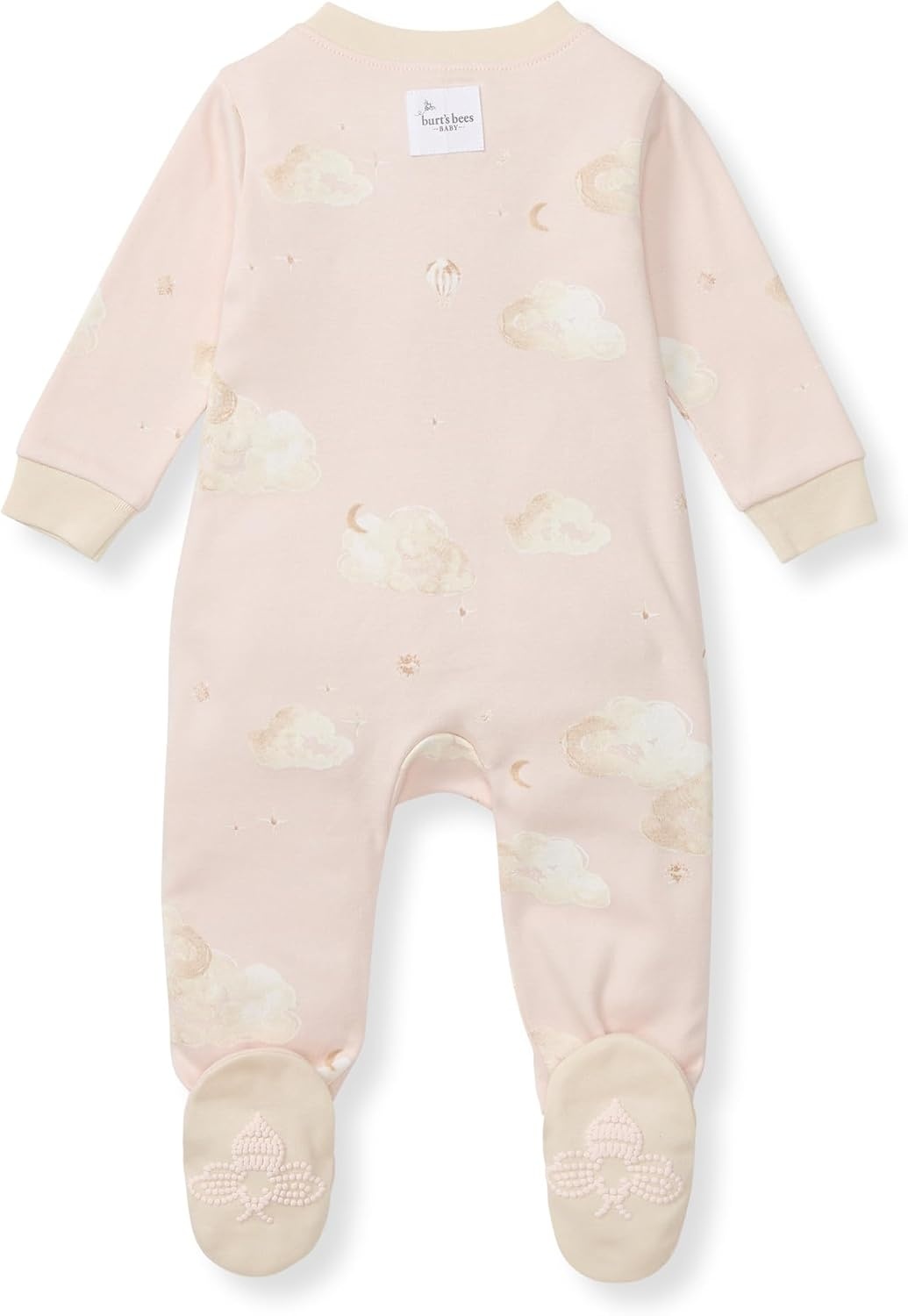 image:imageBurts Bees Baby Girls Organic Cotton Sleep and Play Footed Pajamas Easy zip front PJs feature a 2way zipper to ensure newborns have a restful nights sleepPink Good Night Sky