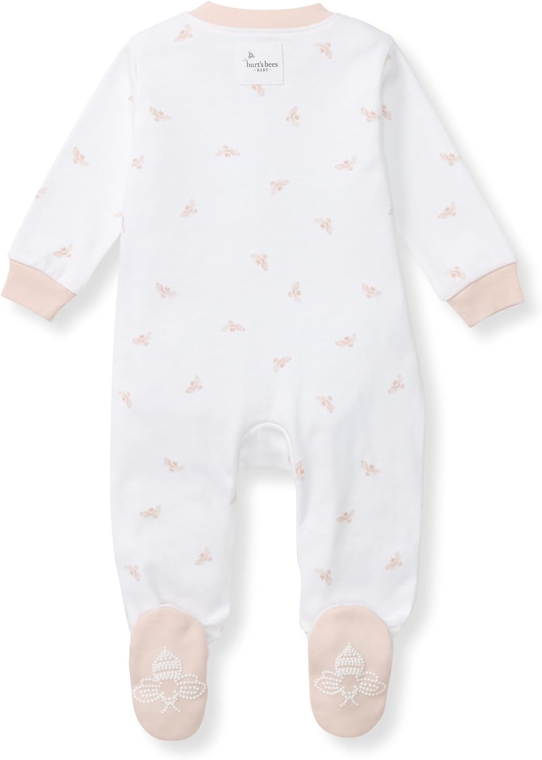 image:imageBurts Bees Baby Girls Organic Cotton Sleep and Play Footed Pajamas Easy zip front PJs feature a 2way zipper to ensure newborns have a restful nights sleepPink Golden Bee