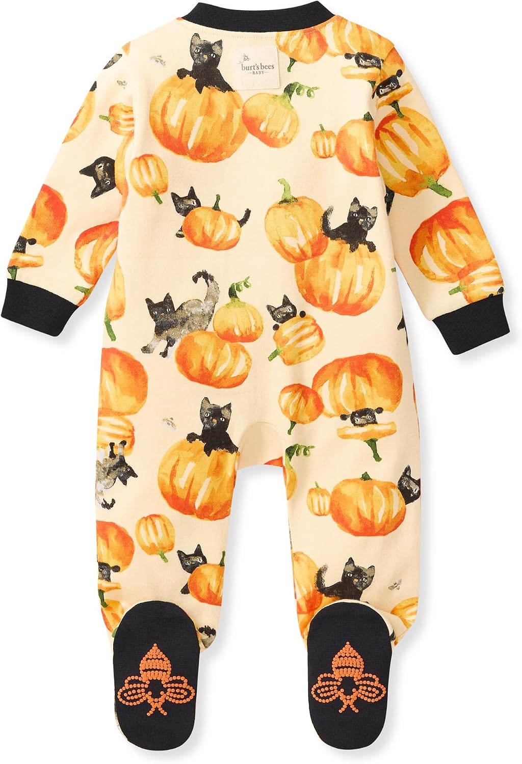 image:imageBurts Bees Baby Girls Organic Cotton Sleep and Play Footed Pajamas Easy zip front PJs feature a 2way zipper to ensure newborns have a restful nights sleepSneaky Cats 1pack