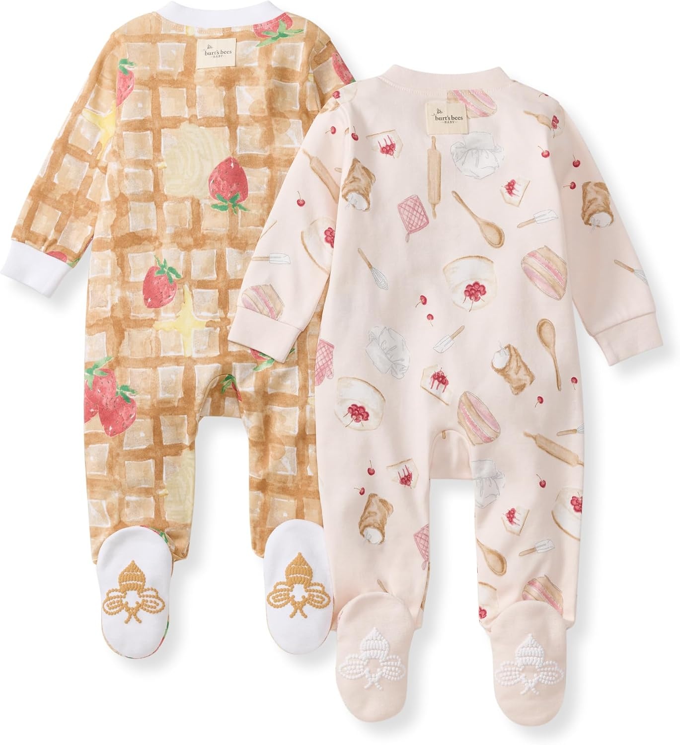 image:imageBurts Bees Baby Girls Organic Cotton Sleep and Play Footed Pajamas Easy zip front PJs feature a 2way zipper to ensure newborns have a restful nights sleepWaffle Cheesecake