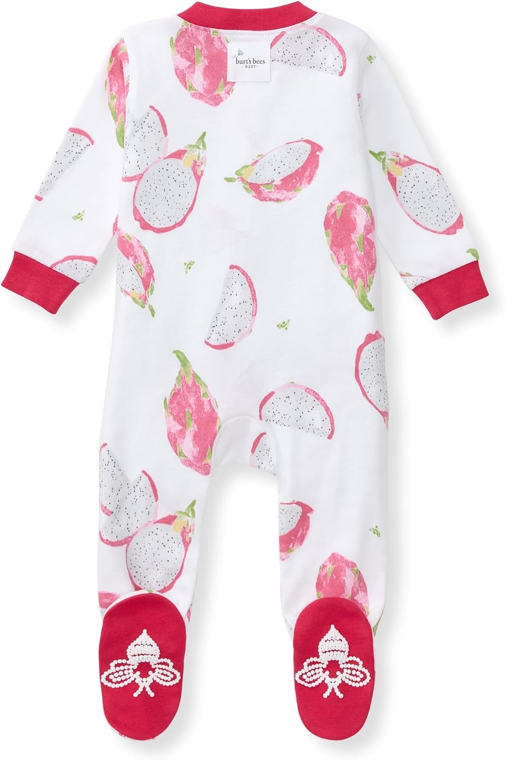 image:imageBurts Bees Baby Girls Organic Cotton Sleep and Play Footed Pajamas Easy zip front PJs feature a 2way zipper to ensure newborns have a restful nights sleepDragon Fruit