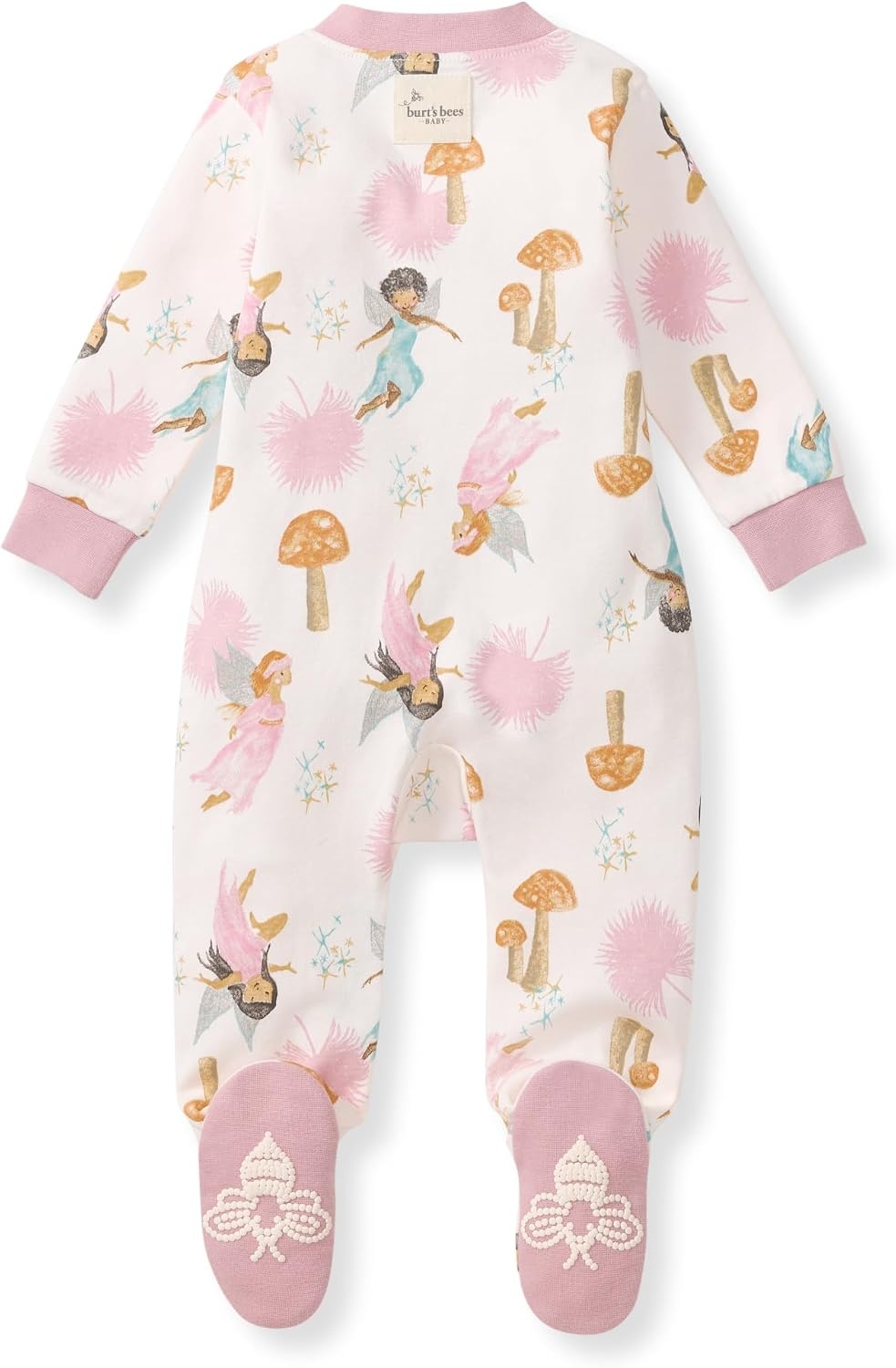 image:imageBurts Bees Baby Girls Organic Cotton Sleep and Play Footed Pajamas Easy zip front PJs feature a 2way zipper to ensure newborns have a restful nights sleepFairy Garden