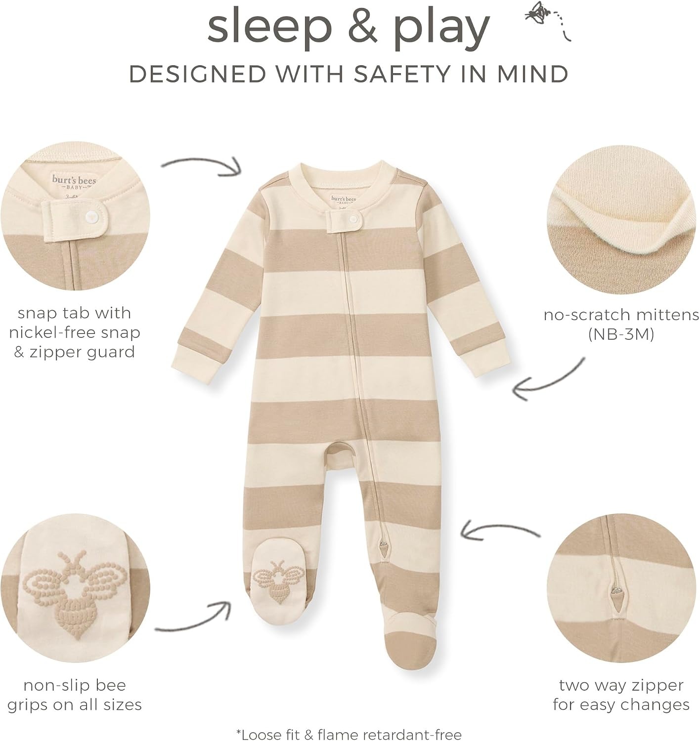image:imageBurts Bees Baby Girls Organic Cotton Sleep and Play Footed Pajamas Easy zip front PJs feature a 2way zipper to ensure newborns have a restful nights sleepDragon Fruit