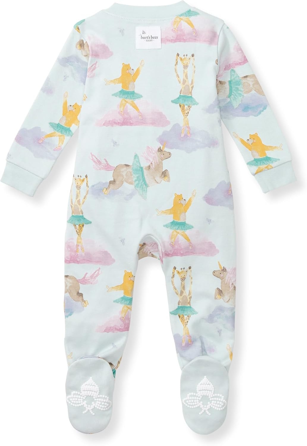 image:imageBurts Bees Baby Girls Organic Cotton Sleep and Play Footed Pajamas Easy zip front PJs feature a 2way zipper to ensure newborns have a restful nights sleepDream Ballet