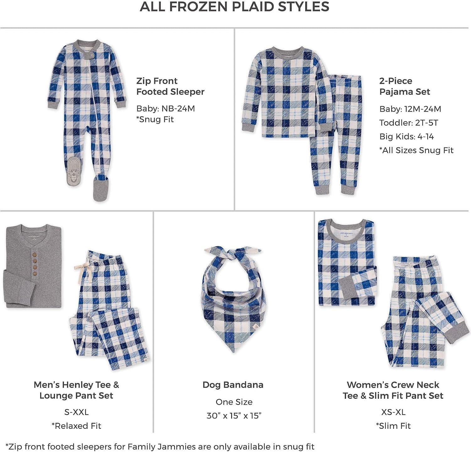 image:imageBurts Bees Baby Matching Family Jammies Organic Cotton Holiday PajamasFrozen Plaid