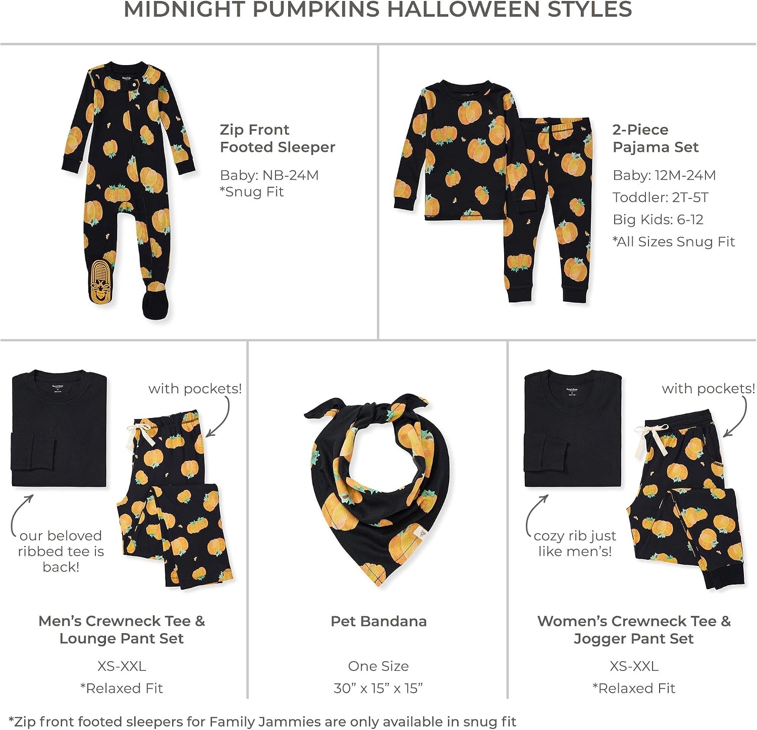 image:imageBurts Bees Baby Matching Family Jammies Organic Cotton Holiday PajamasMidnight Pumpkins