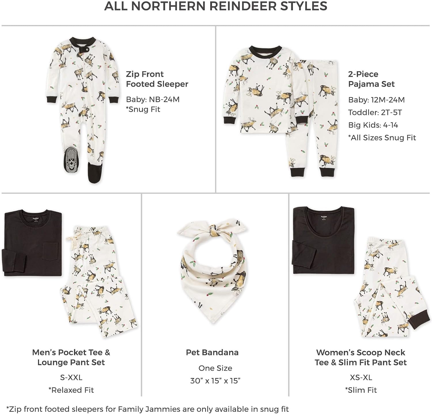 image:imageBurts Bees Baby Matching Family Jammies Organic Cotton Holiday PajamasNorthern Reindeer