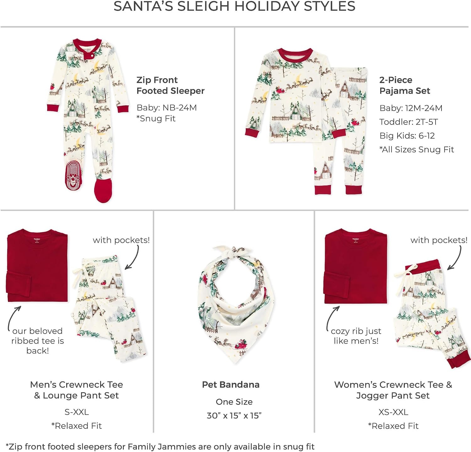 image:imageBurts Bees Baby Matching Family Jammies Organic Cotton Holiday PajamasSantas Sleigh