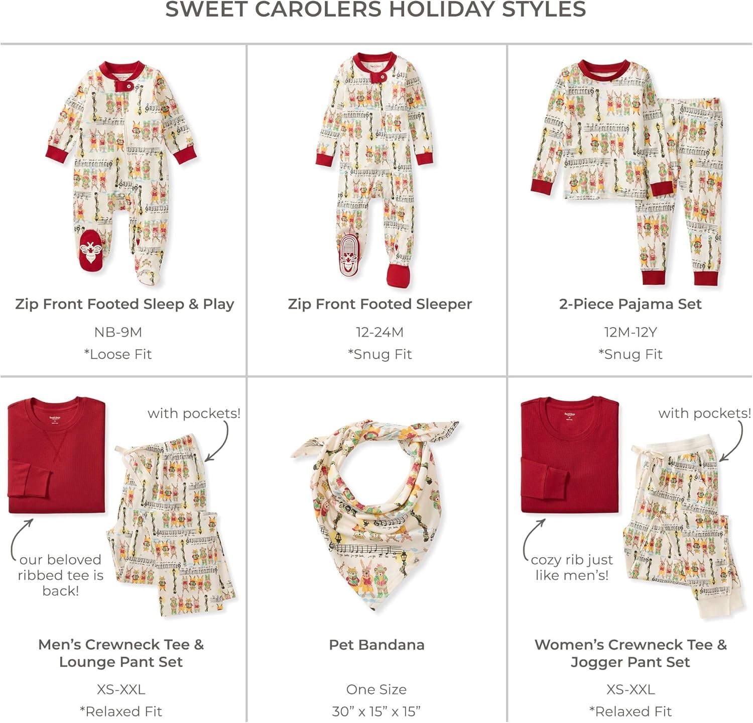 image:imageBurts Bees Baby Matching Family Jammies Organic Cotton Holiday PajamasSweet Carolers