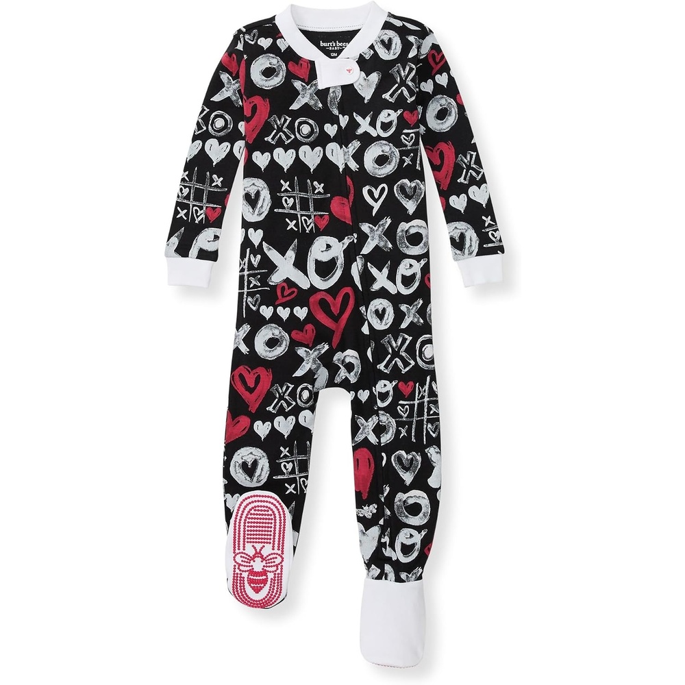 image:imageBurts Bees Baby Boys Organic Cotton Snug Fit Footed Sleeper Pajamas  Convenient 2way zip front sleeper pajama is equipped with nonslip bee grips for active littles on the moveXo Doodles